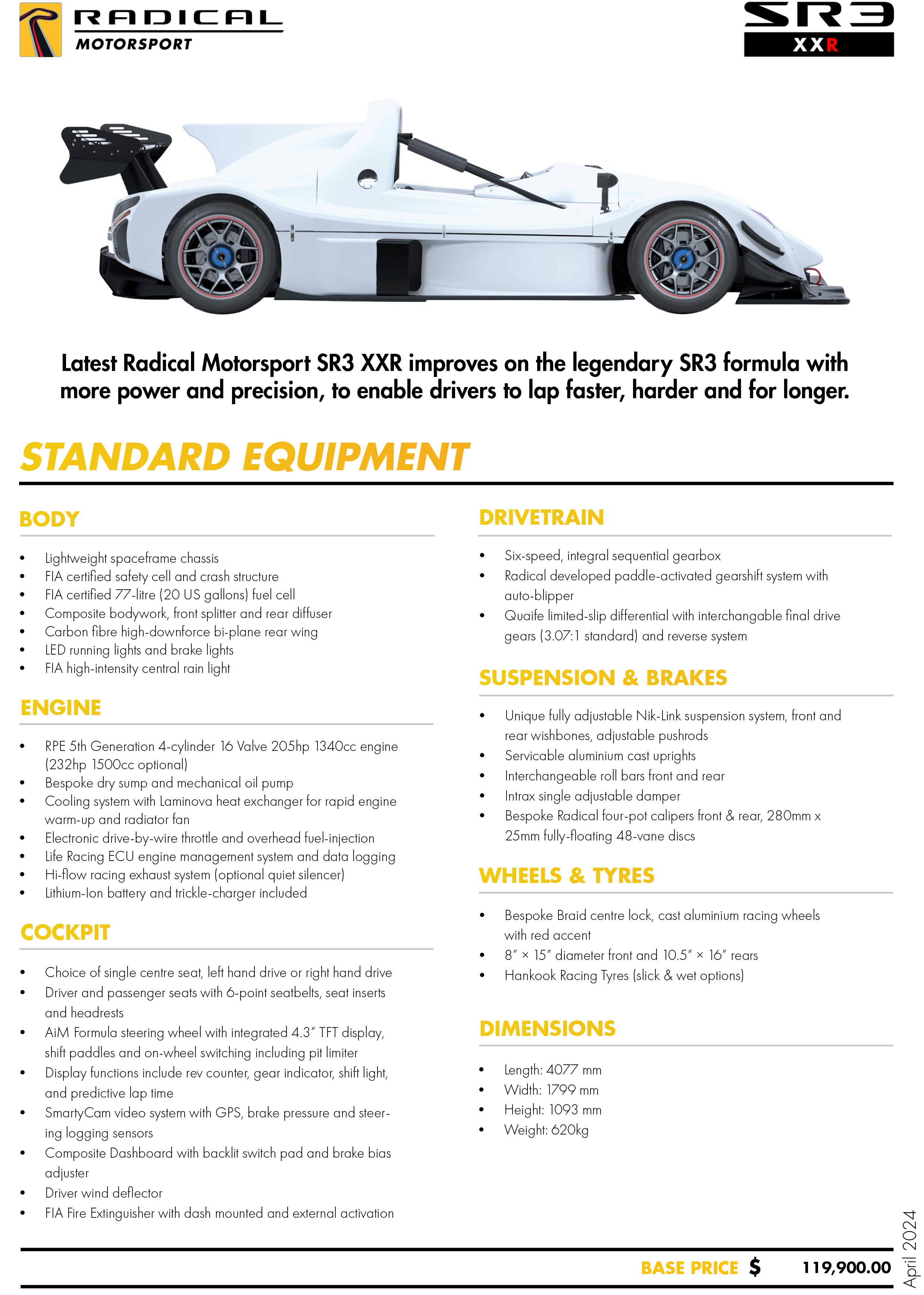 2025 Radical SR3XXR Center Seat 1500cc Cup Spec. - Available for delivery in September